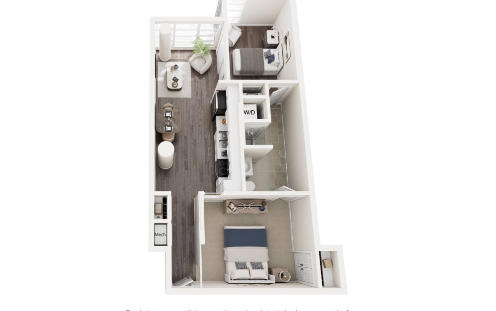 B2 - 2 bedroom floorplan layout with 1 bathroom and 726 square feet B2 - 2 bedroom floorplan layout with 1 bathroom and 726 square feet