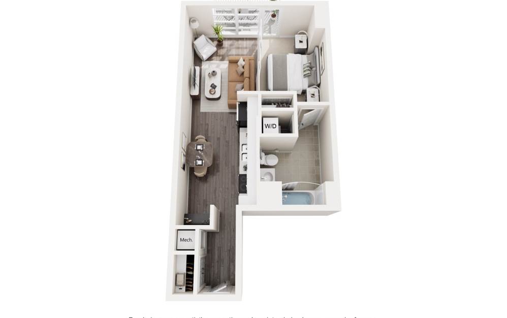 A4 - 1 bedroom floorplan layout with 1 bathroom and 616 square feet A4 - 1 bedroom floorplan layout with 1 bathroom and 616 square feet